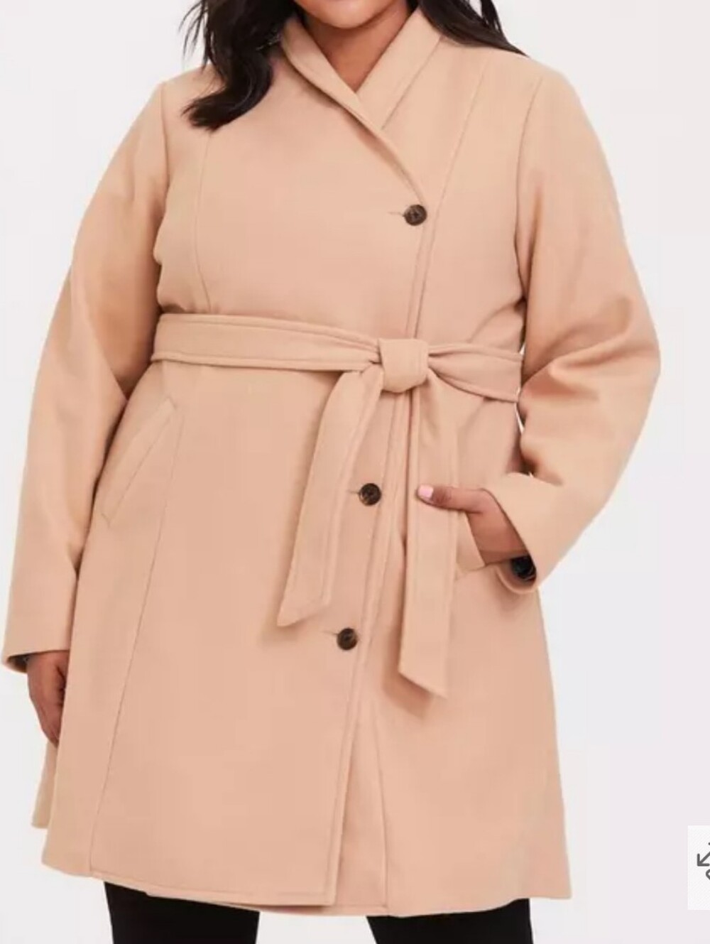 Torrid Asymmetrical A Line Beige Wrap-Front Trench Coat Size 2X